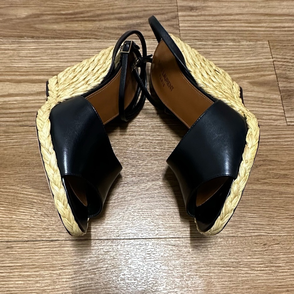 SAINT LAURENT Paloma Black Wedge Sandals - Picture 4 of 16